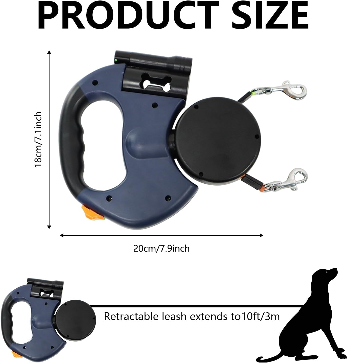 Flexi Dubbele Hondenriem – 3 m Rollijn met LED-licht